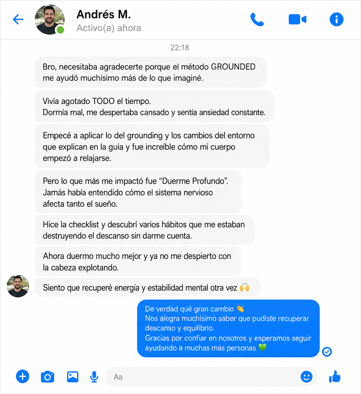 Testimonio real de cliente — mensaje 5